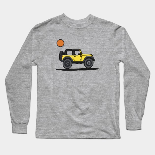 Yellow Wrangler with Sun Long Sleeve T-Shirt by Trent Tides